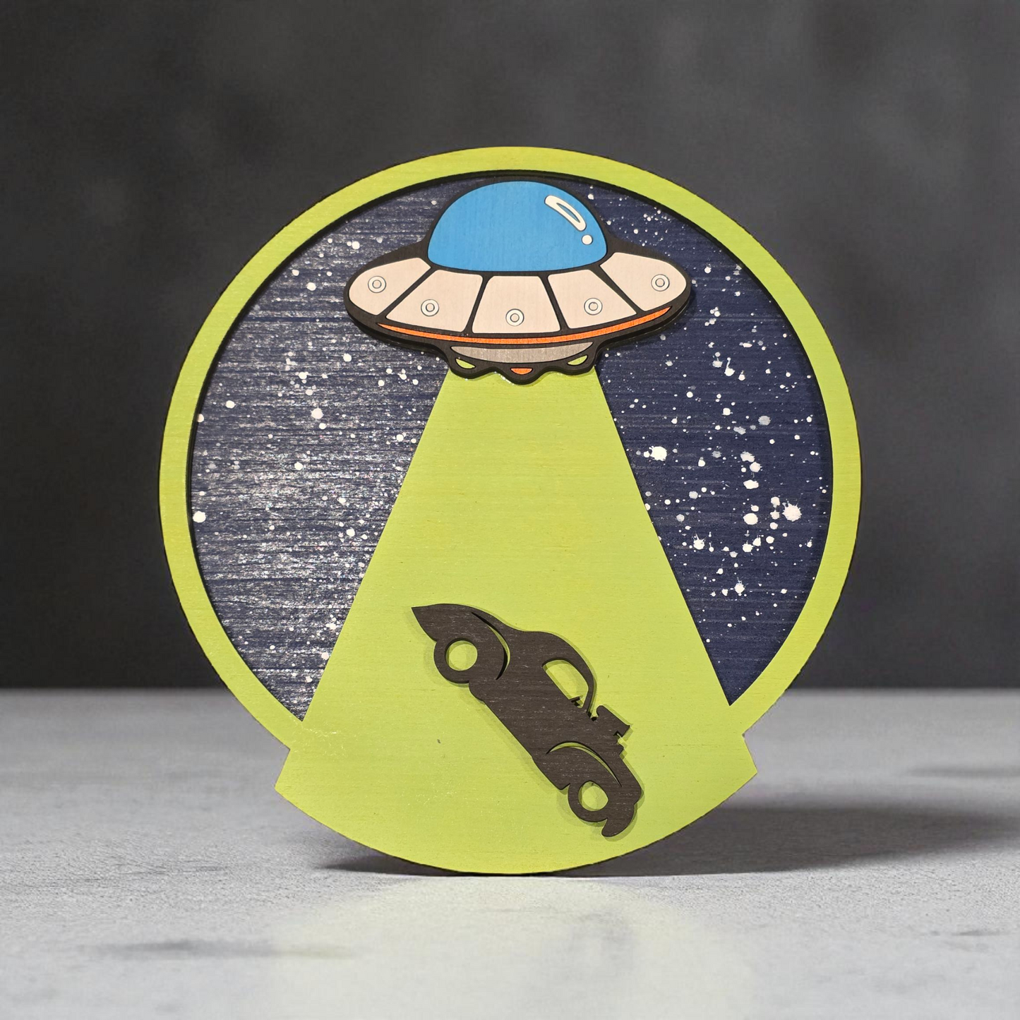UFO Abduction Wall Art | Laser Cut | Sihouette | Cryptid