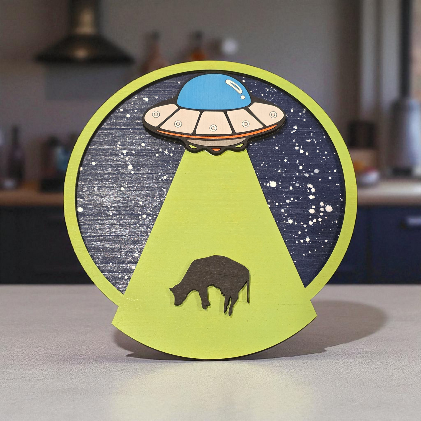 UFO Abduction Wall Art | Laser Cut | Sihouette | Cryptid