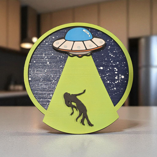 UFO Abduction Wall Art | Laser Cut | Sihouette | Cryptid