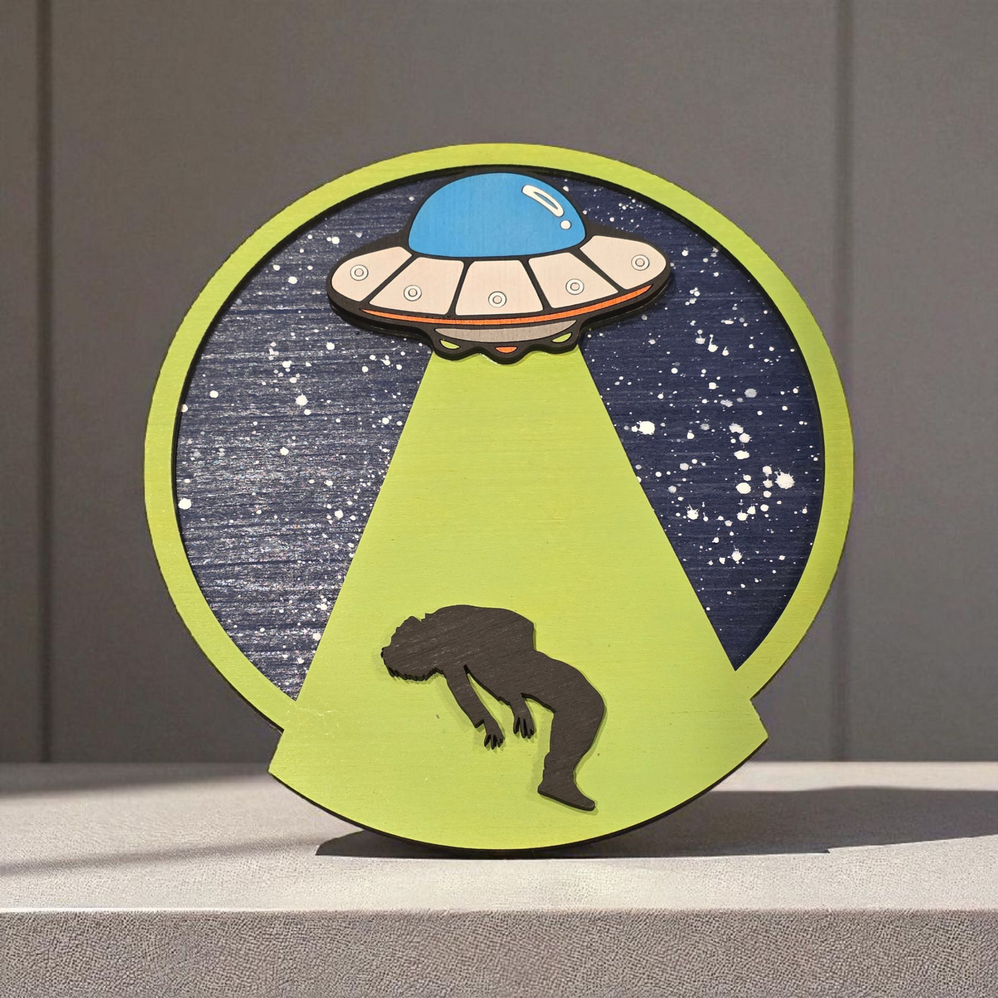 UFO Abduction Wall Art | Laser Cut | Sihouette | Cryptid