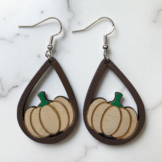 Pumpkin Teardrop Earrings | Fall | Lightweight | Hypoallergenic