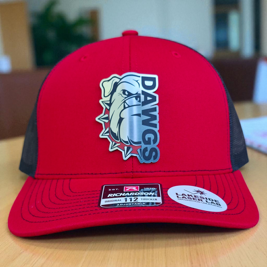 DAWGS Bulldog Hat | Richardson 112 Snapback | OSFM | Red and Black