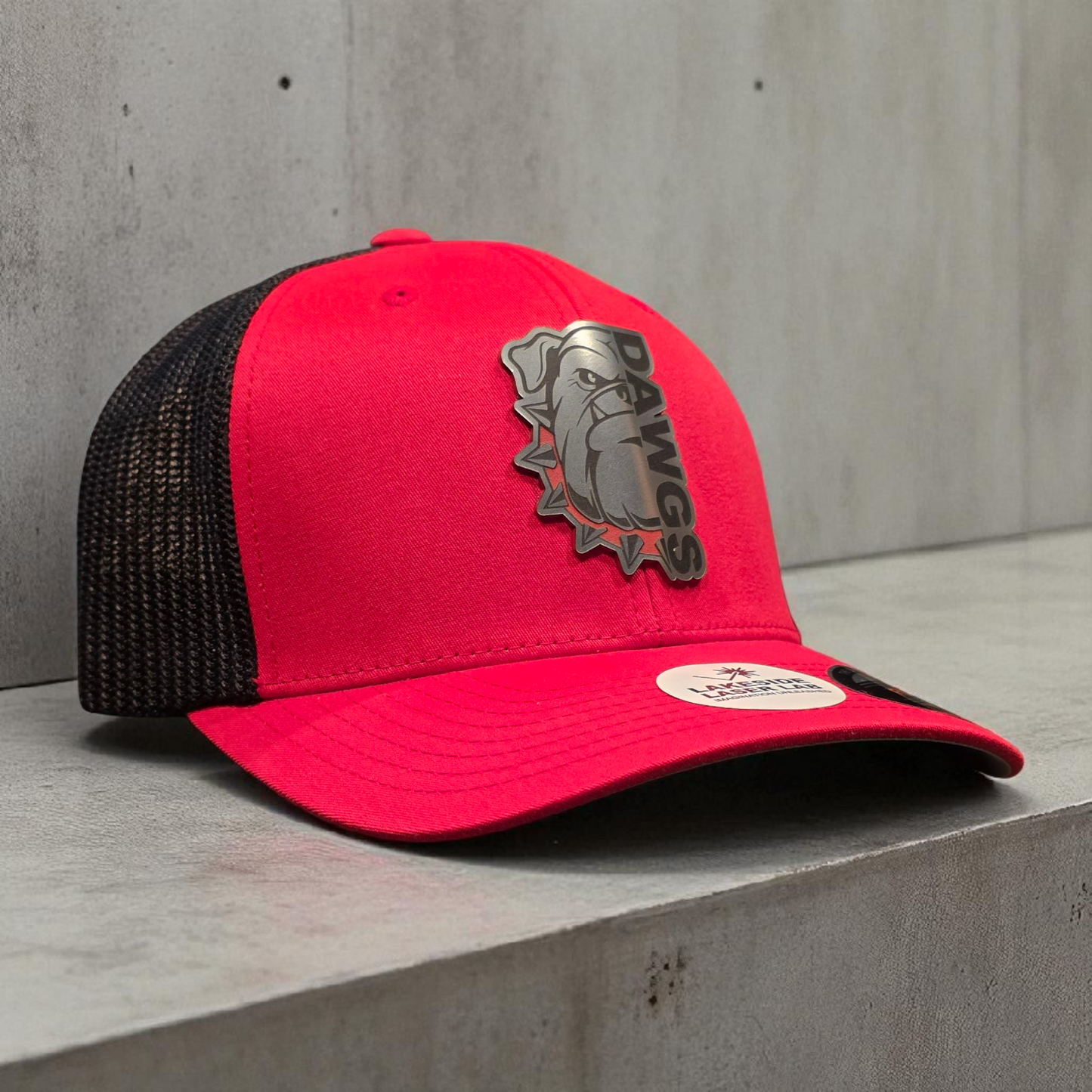 DAWGS Bulldog Hat | Yupoong FlexFit | OSFM | Red and Black