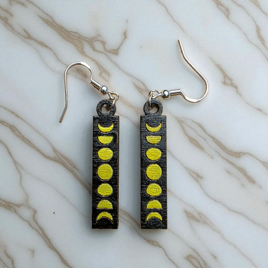 Moon Phase Earrings | Hand Painted | Lightweight | Hypoallergenic