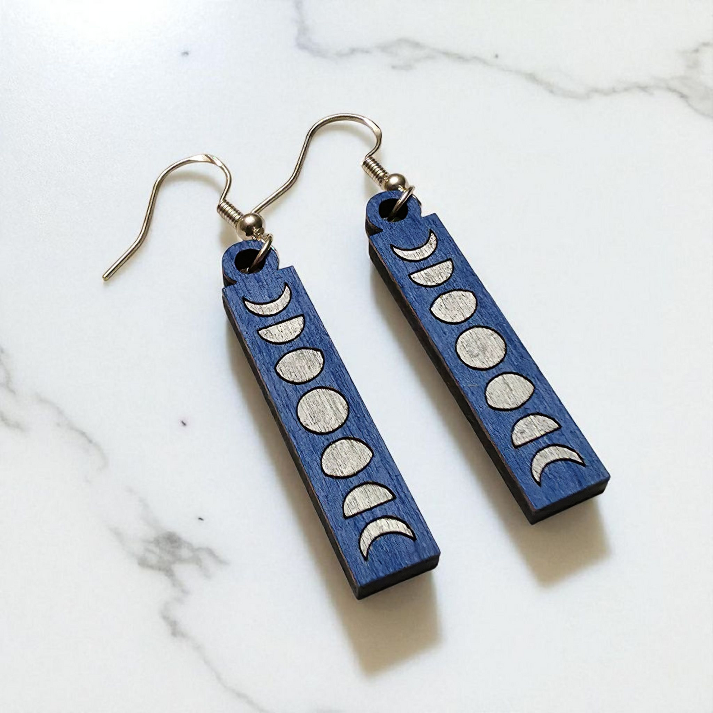 Moon Phase Earrings | Hand Painted | Lightweight | Hypoallergenic