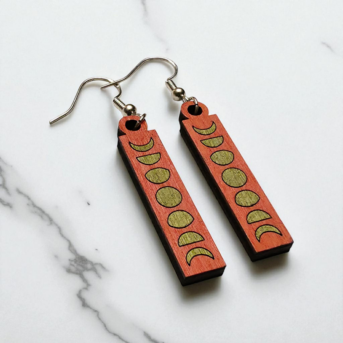 Moon Phase Earrings | Hand Painted | Lightweight | Hypoallergenic