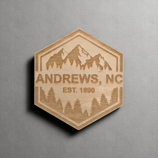 Mountain Badge Magnet | Laser Engraved | Customizable