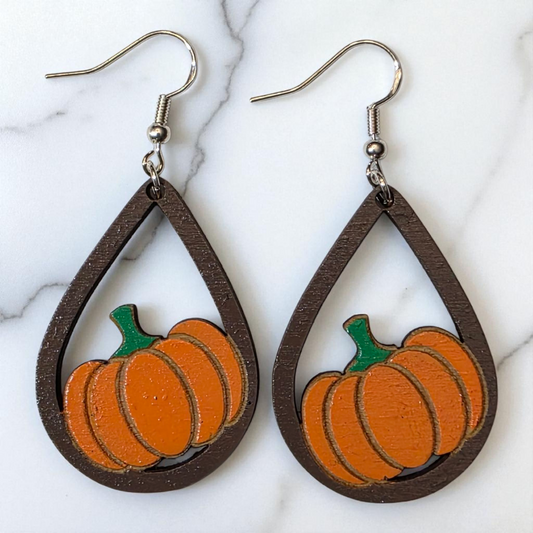 Pumpkin Teardrop Earrings | Fall | Lightweight | Hypoallergenic