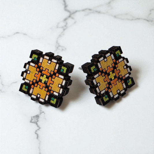 Pixel Flower Earring | Retro | Lightweight | Hypoallergenic | Studs