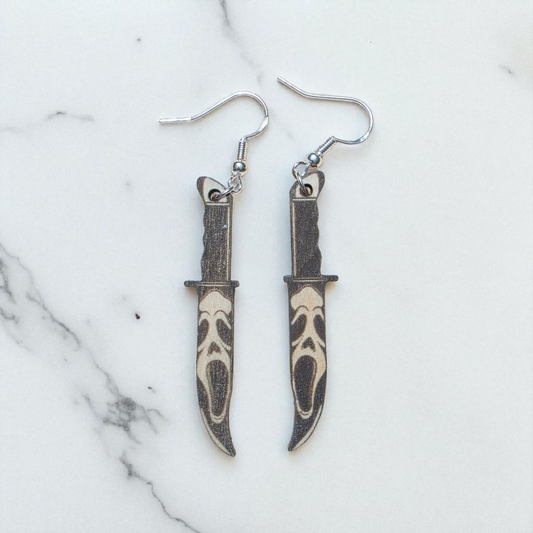 Ghostface Knife Earrings | Horror | Halloween | Lightweight | Hypoallergenic