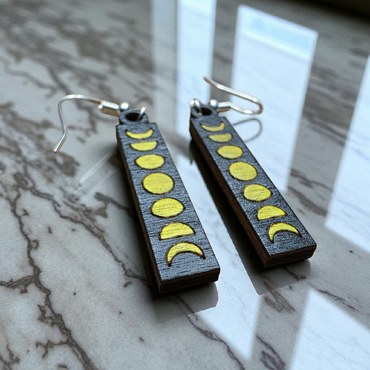 Moon Phase Earrings | Hand Painted | Lightweight | Hypoallergenic