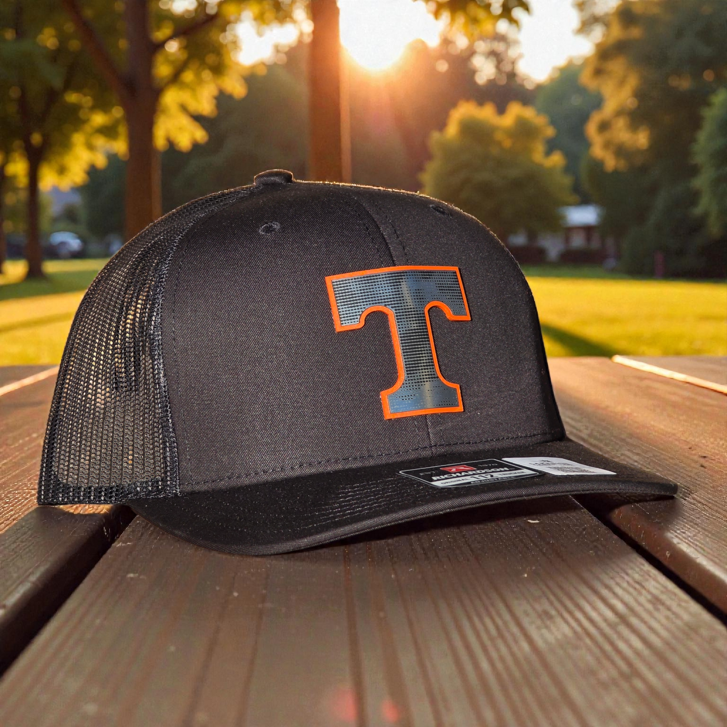 Blackout Richardson 112 Trucker Hat – Pixel Smoke “T” Patch, Snapback Cap