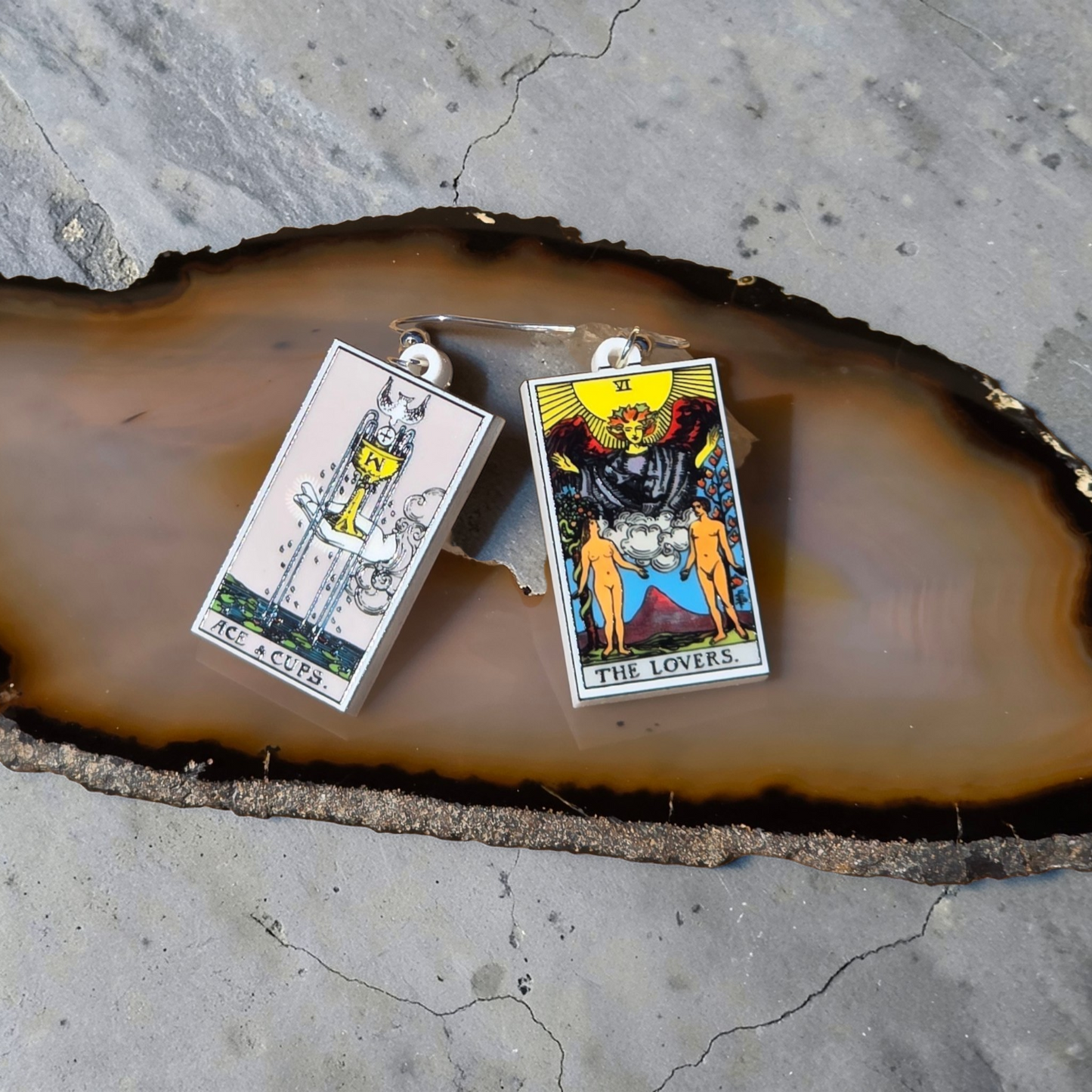 Lakeside Prophecies™ Tarot Earrings – Blind Pick Mystery Pair (Hypoallergenic, Lightweight, UV‑Printed Acrylic)