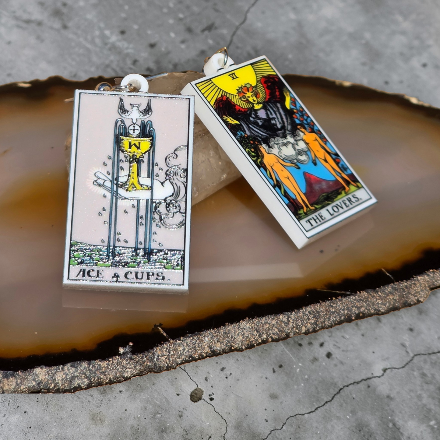 Lakeside Prophecies™ Tarot Earrings – Blind Pick Mystery Pair (Hypoallergenic, Lightweight, UV‑Printed Acrylic)