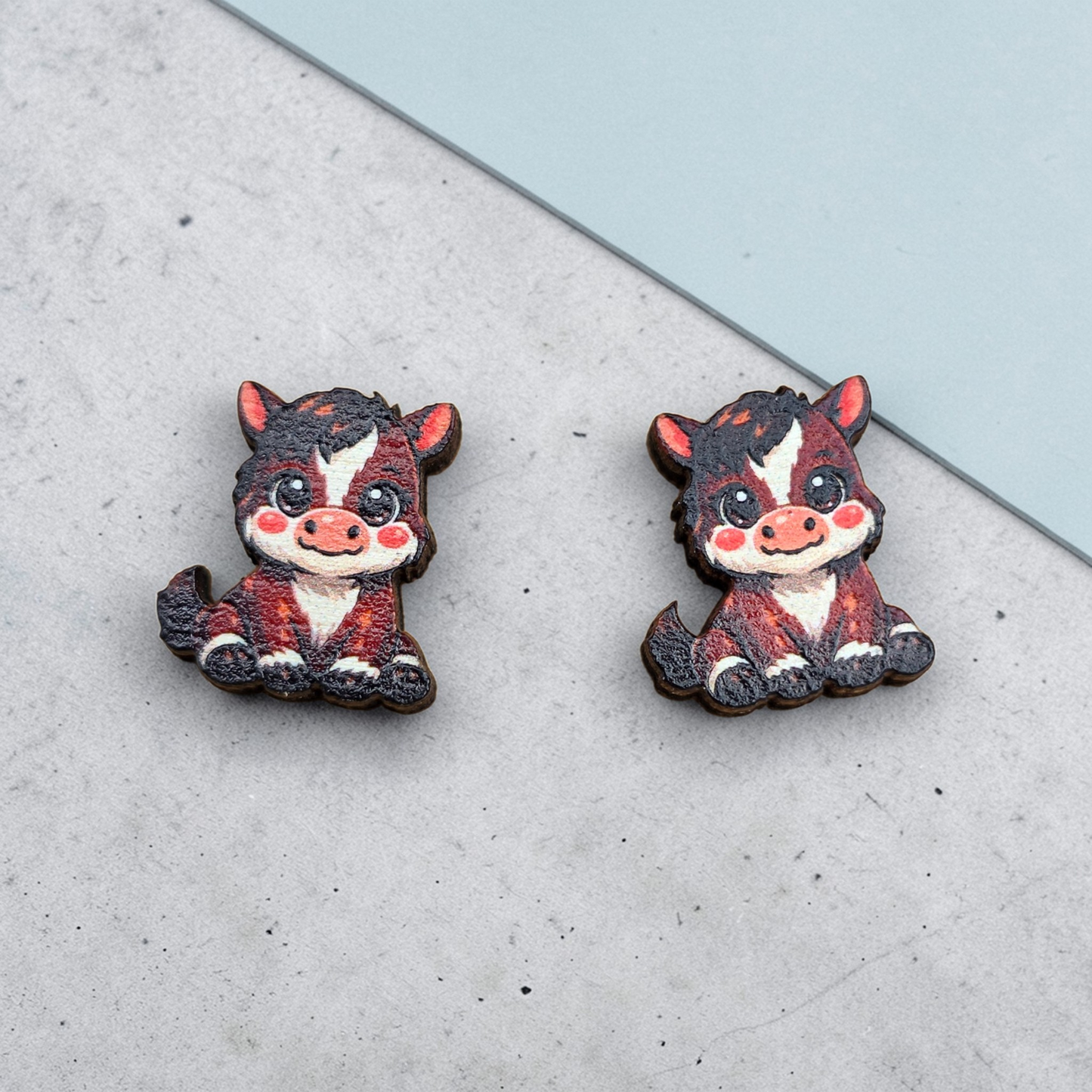 🐷🐮 Barnyard Friends – Whimsical Wooden Farm Animal Earrings 🐔