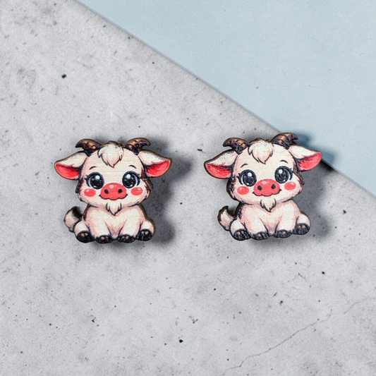 🐷🐮 Barnyard Friends – Whimsical Wooden Farm Animal Earrings 🐔