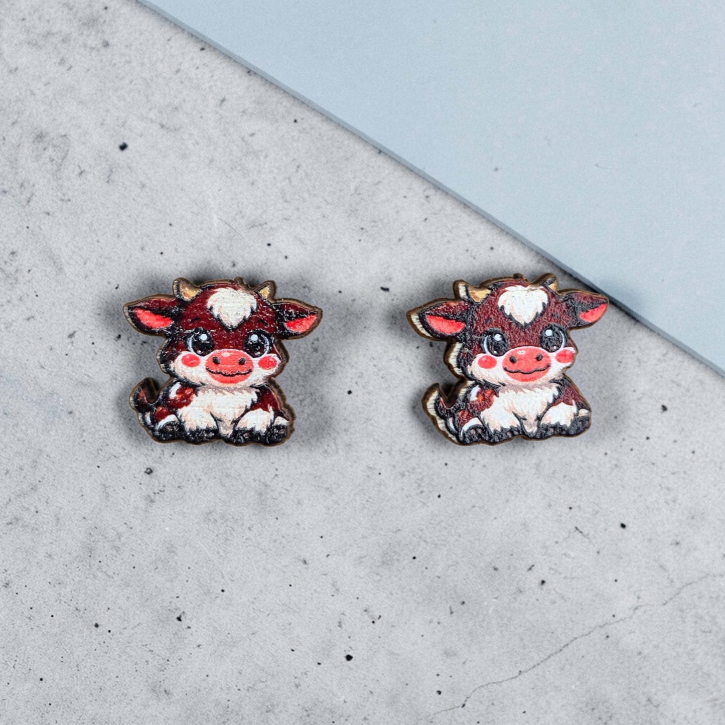 🐷🐮 Barnyard Friends – Whimsical Wooden Farm Animal Earrings 🐔