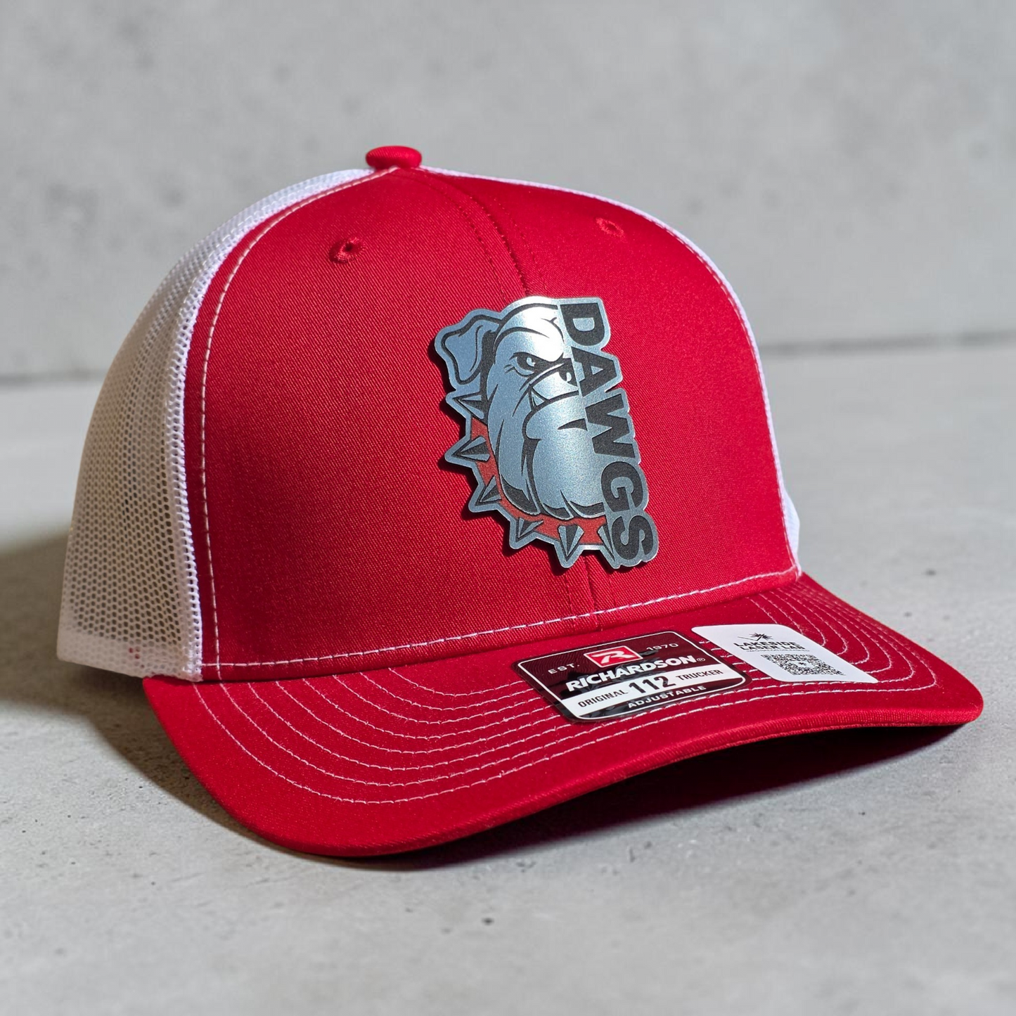 DAWGS Bulldog Hat | Richardson 112 Snapback | OSFM | Red and Black