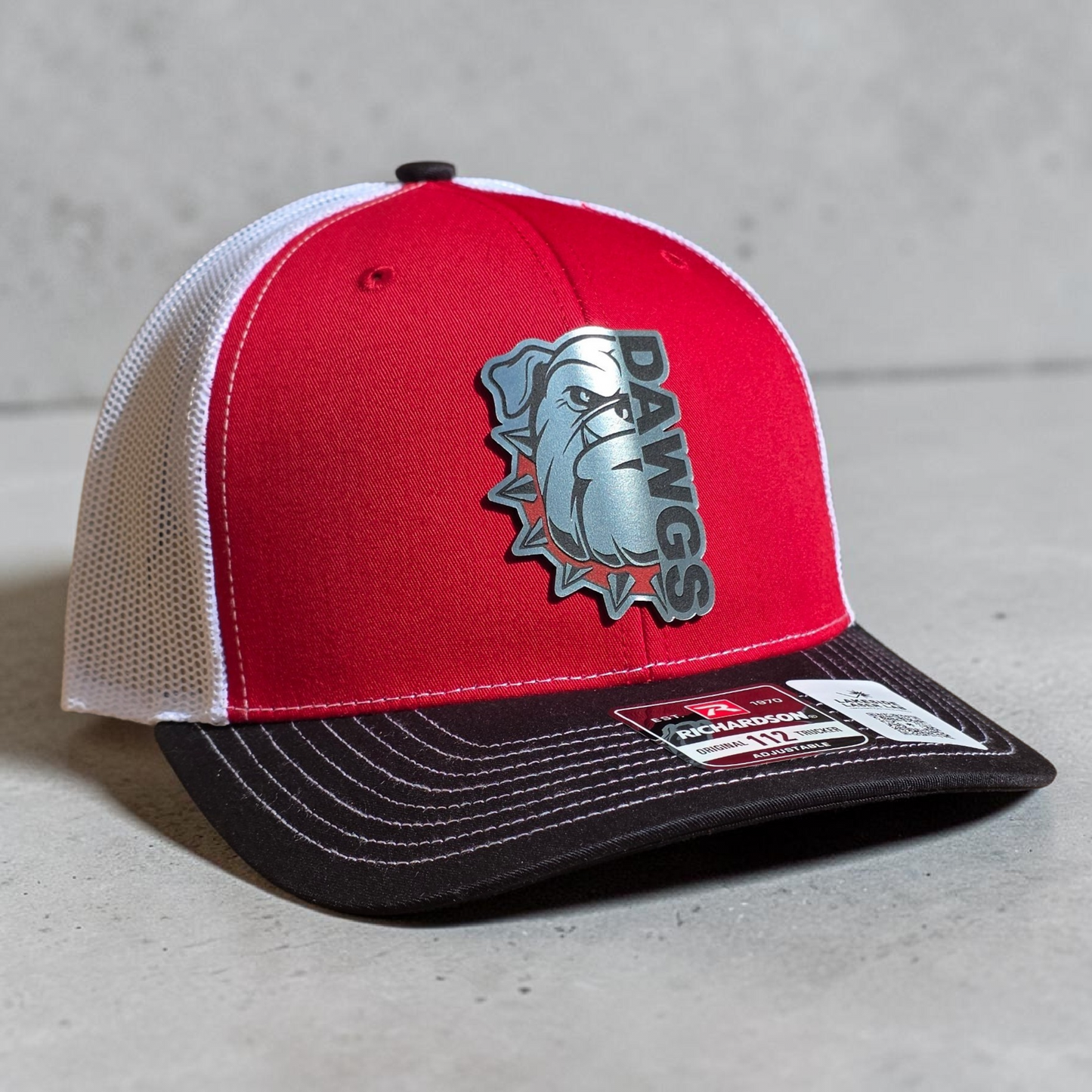 DAWGS Bulldog Hat | Richardson 112 Snapback | OSFM | Red and Black