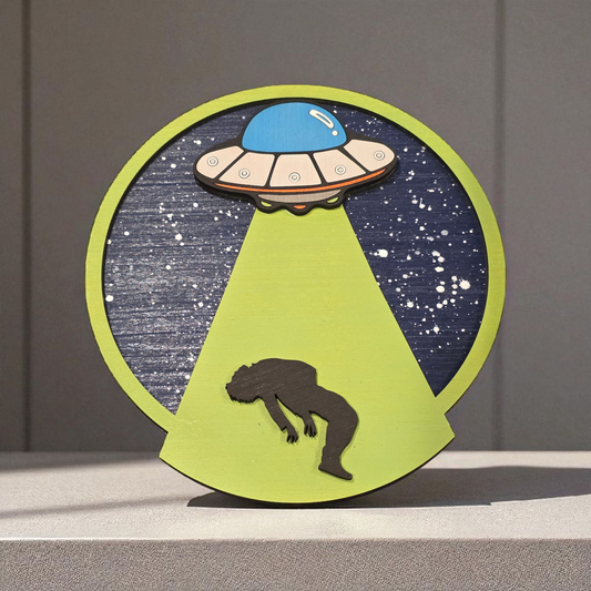 UFO Abduction Wall Art | Laser Cut | Sihouette | Cryptid