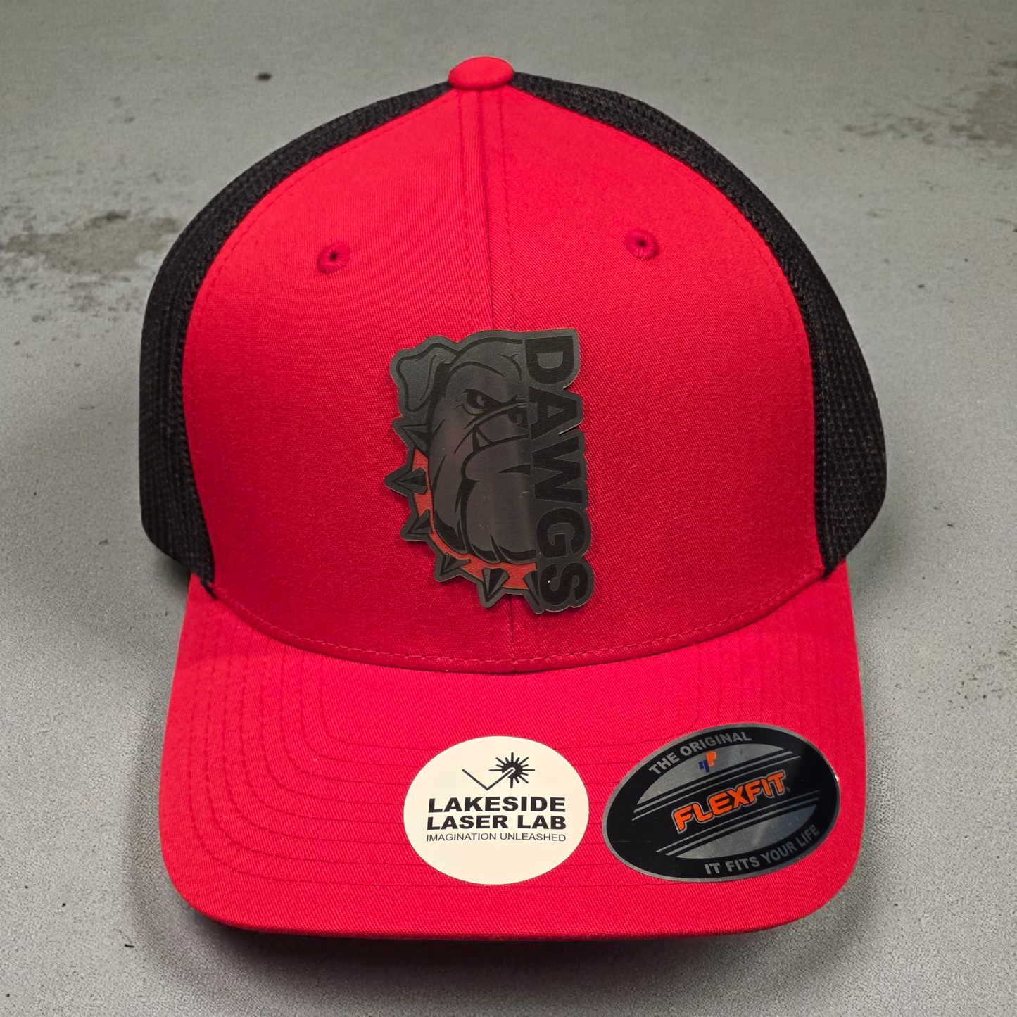 DAWGS Bulldog Hat | Yupoong FlexFit | OSFM | Red and Black