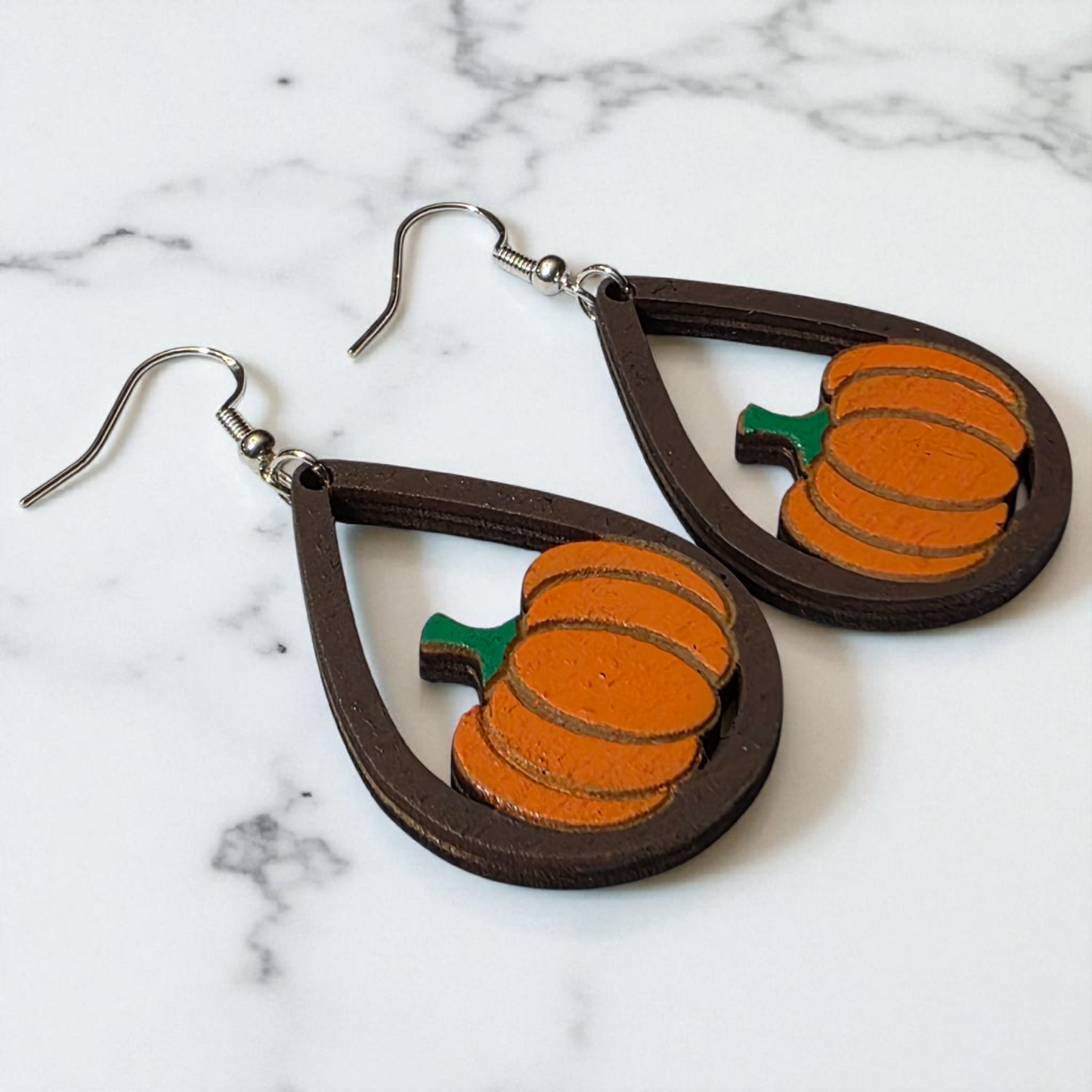 Pumpkin Teardrop Earrings | Fall | Lightweight | Hypoallergenic