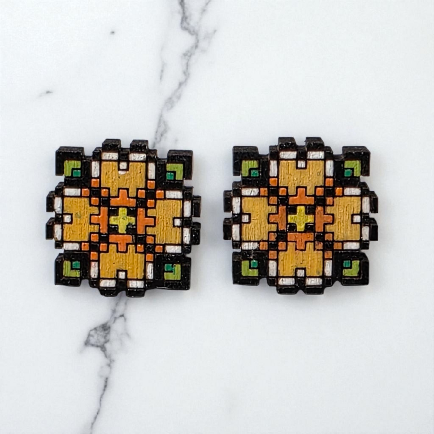 Pixel Flower Earring | Retro | Lightweight | Hypoallergenic | Studs
