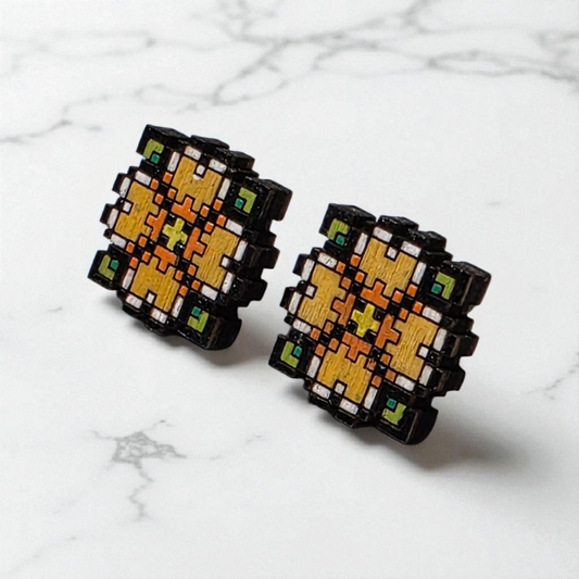 Pixel Flower Earring | Retro | Lightweight | Hypoallergenic | Studs