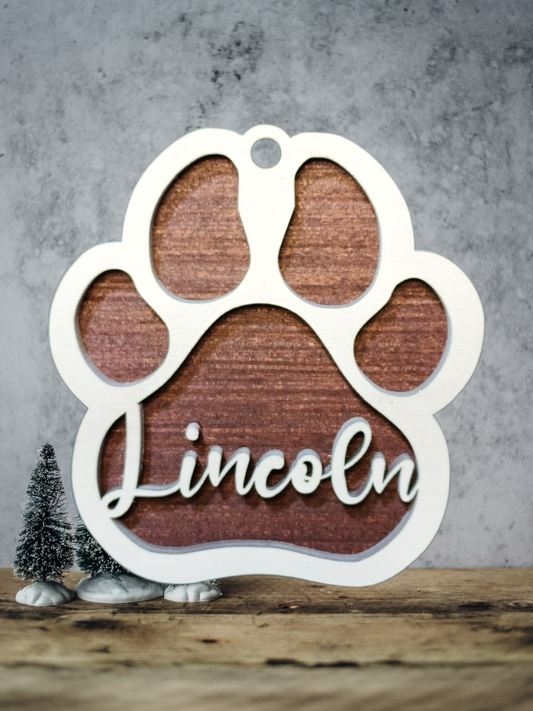 Custom Personalized Dog Paw Print Ornament