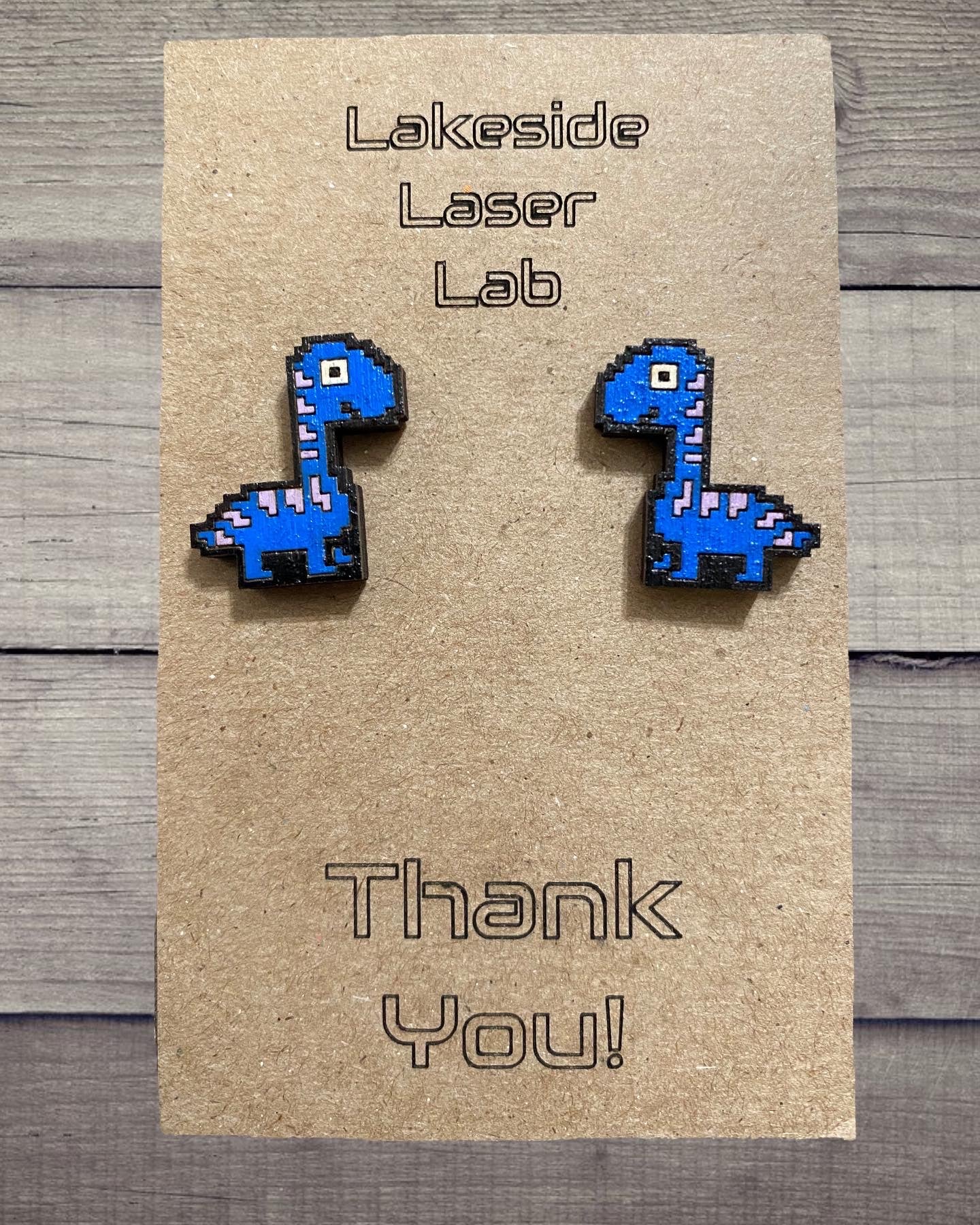 8 Bit Retro Longneck Dinosaur Stud Earrings - Multiple Color Options