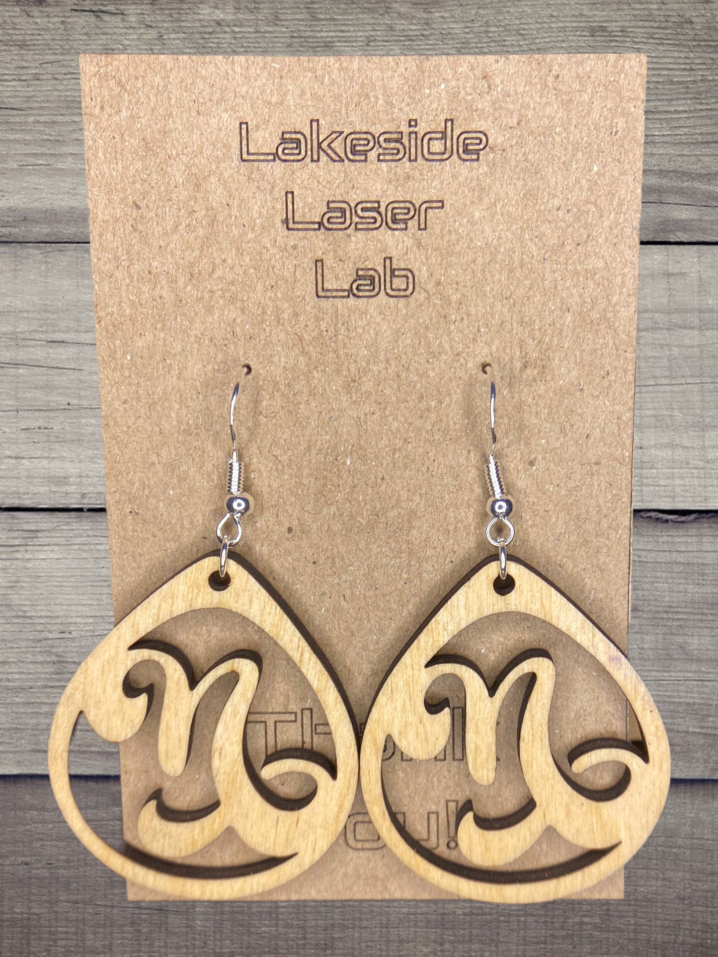 Natural Wood Zodiac Dangles (All Signs Available)