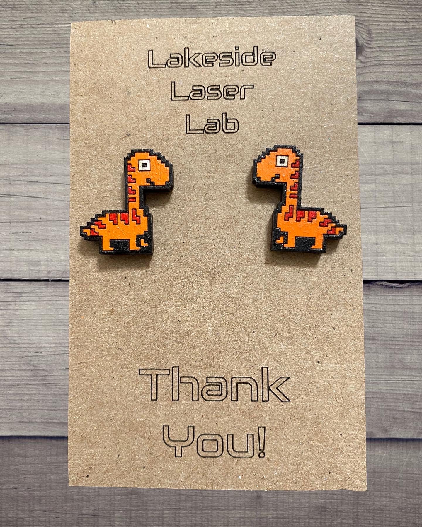 8 Bit Retro Longneck Dinosaur Stud Earrings - Multiple Color Options