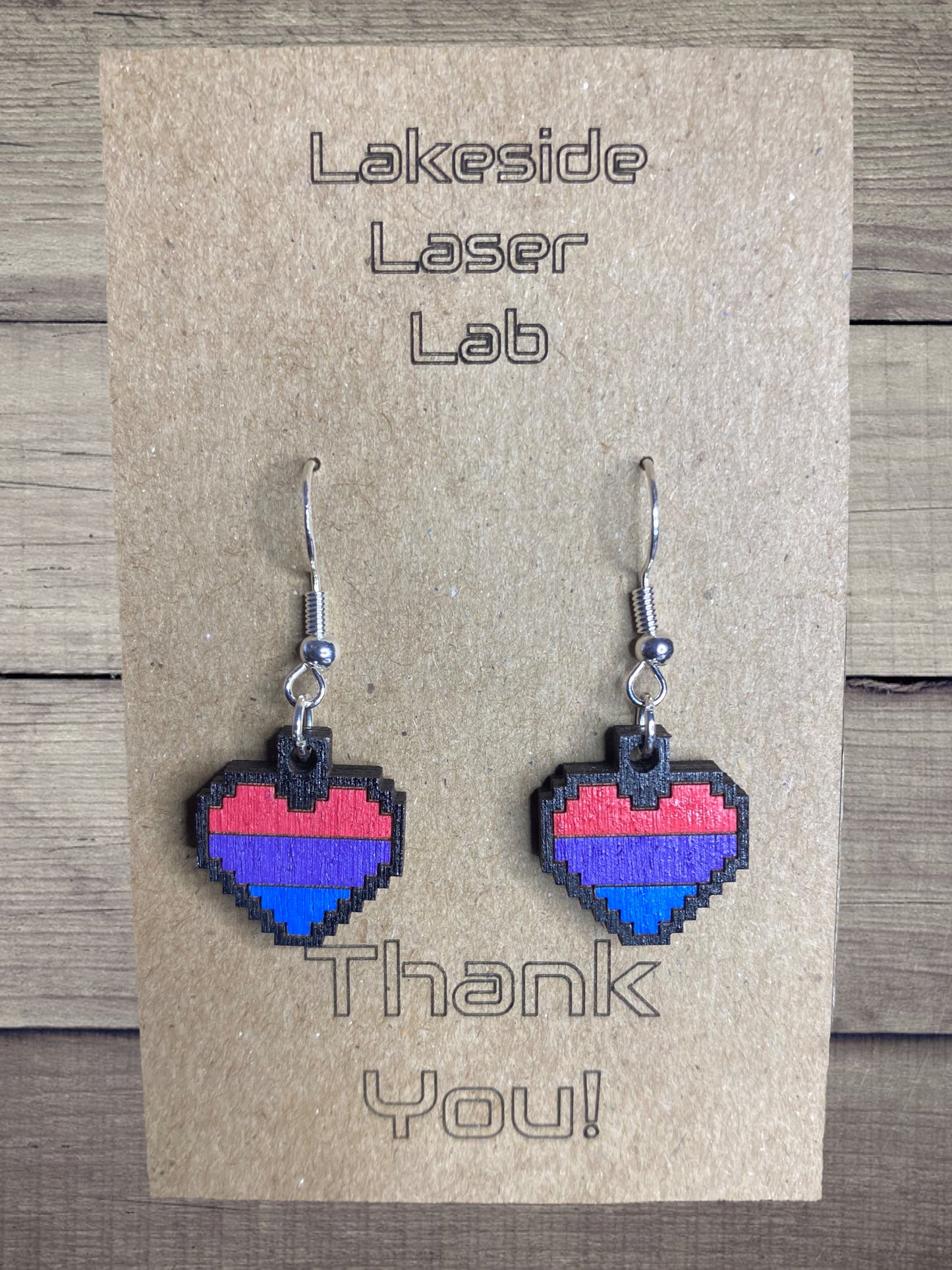 8 Bit Bi Pride Heart Dangles