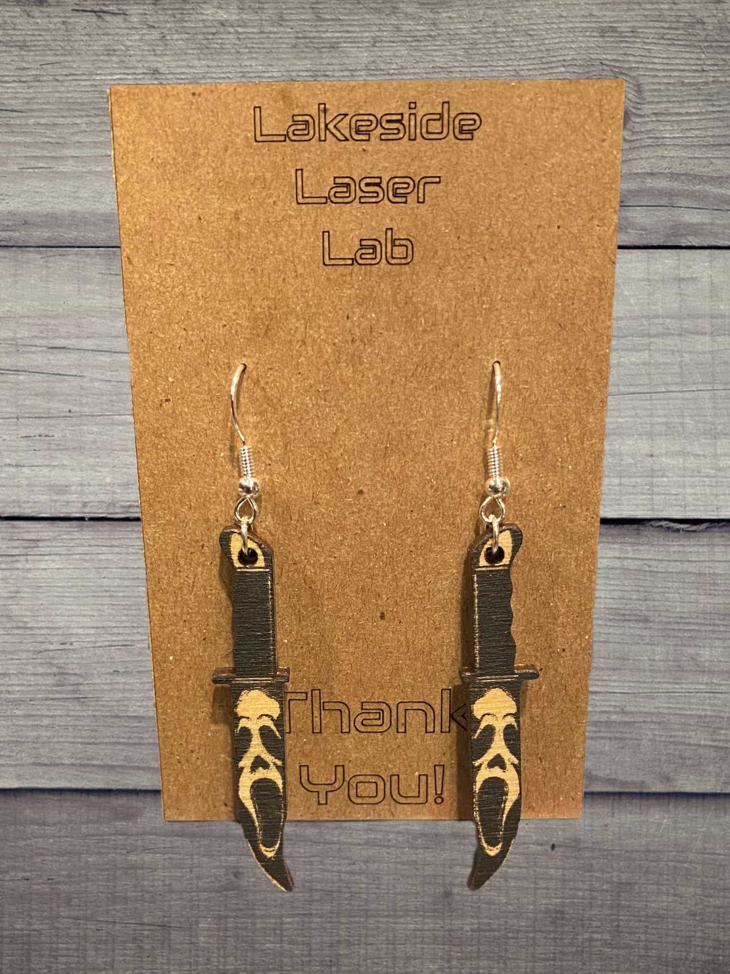 Horror Movie Ghost Face Scream Dagger Dangle Earrings