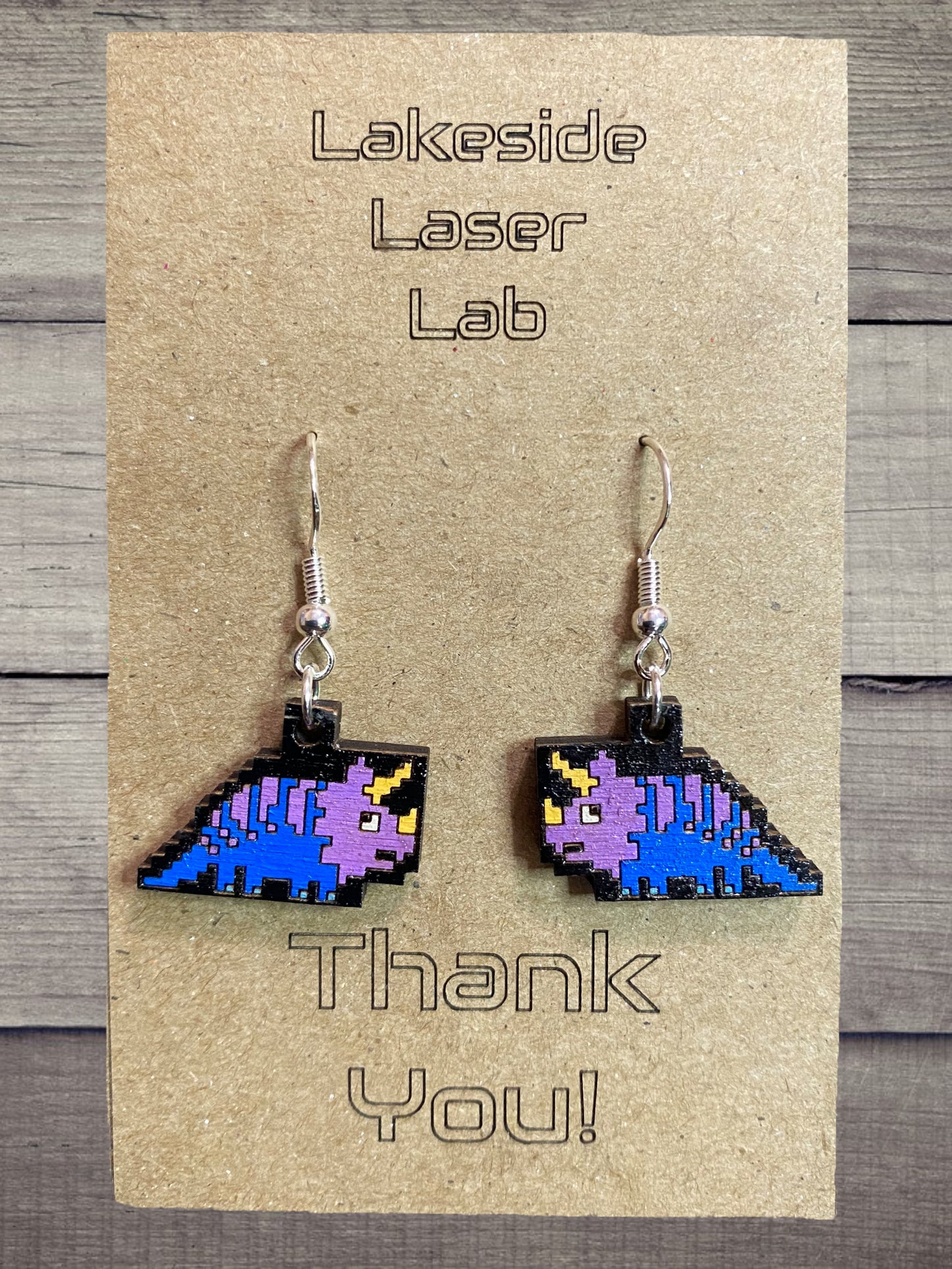 8 Bit Retro Triceratop Dangles