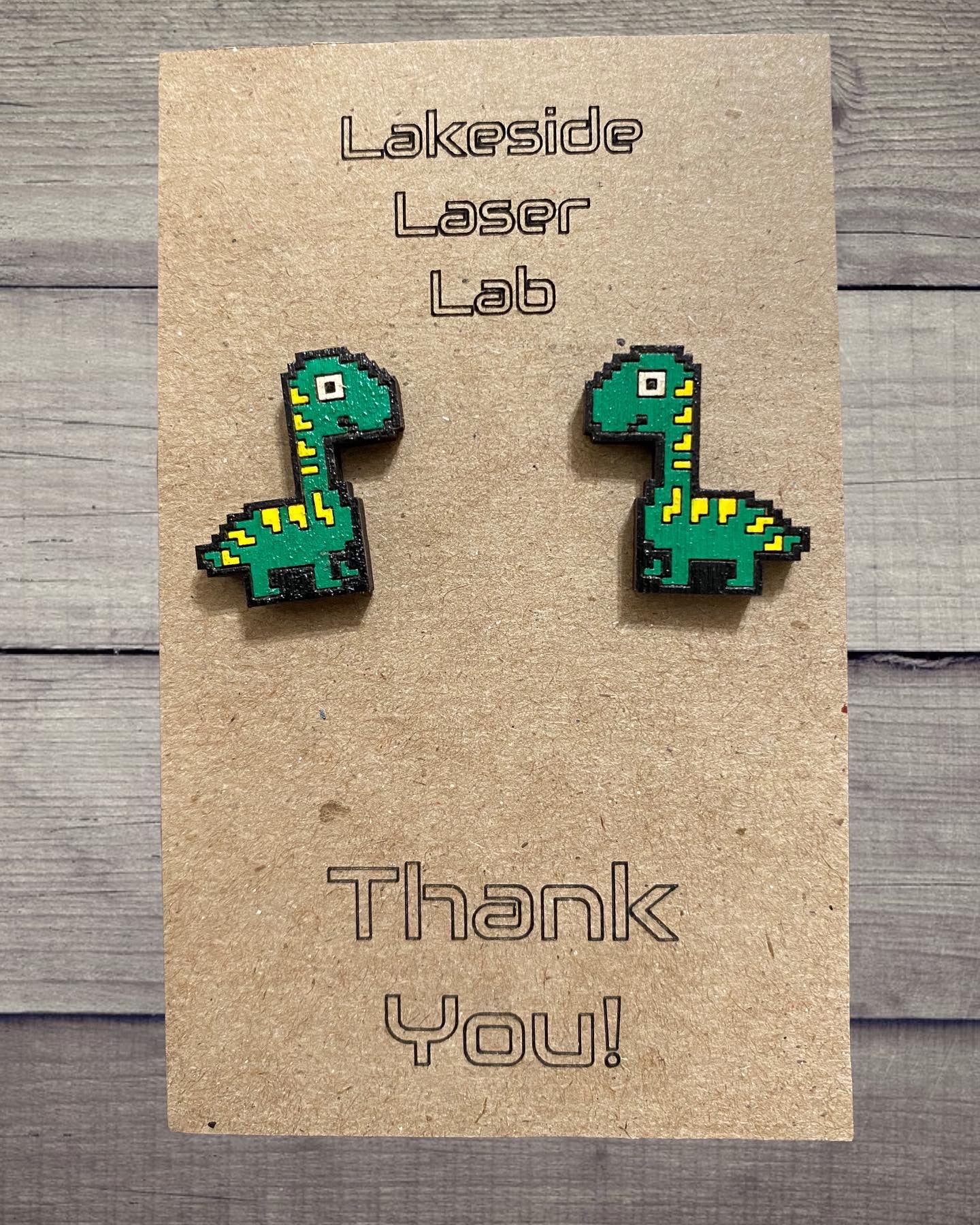 8 Bit Retro Longneck Dinosaur Stud Earrings - Multiple Color Options